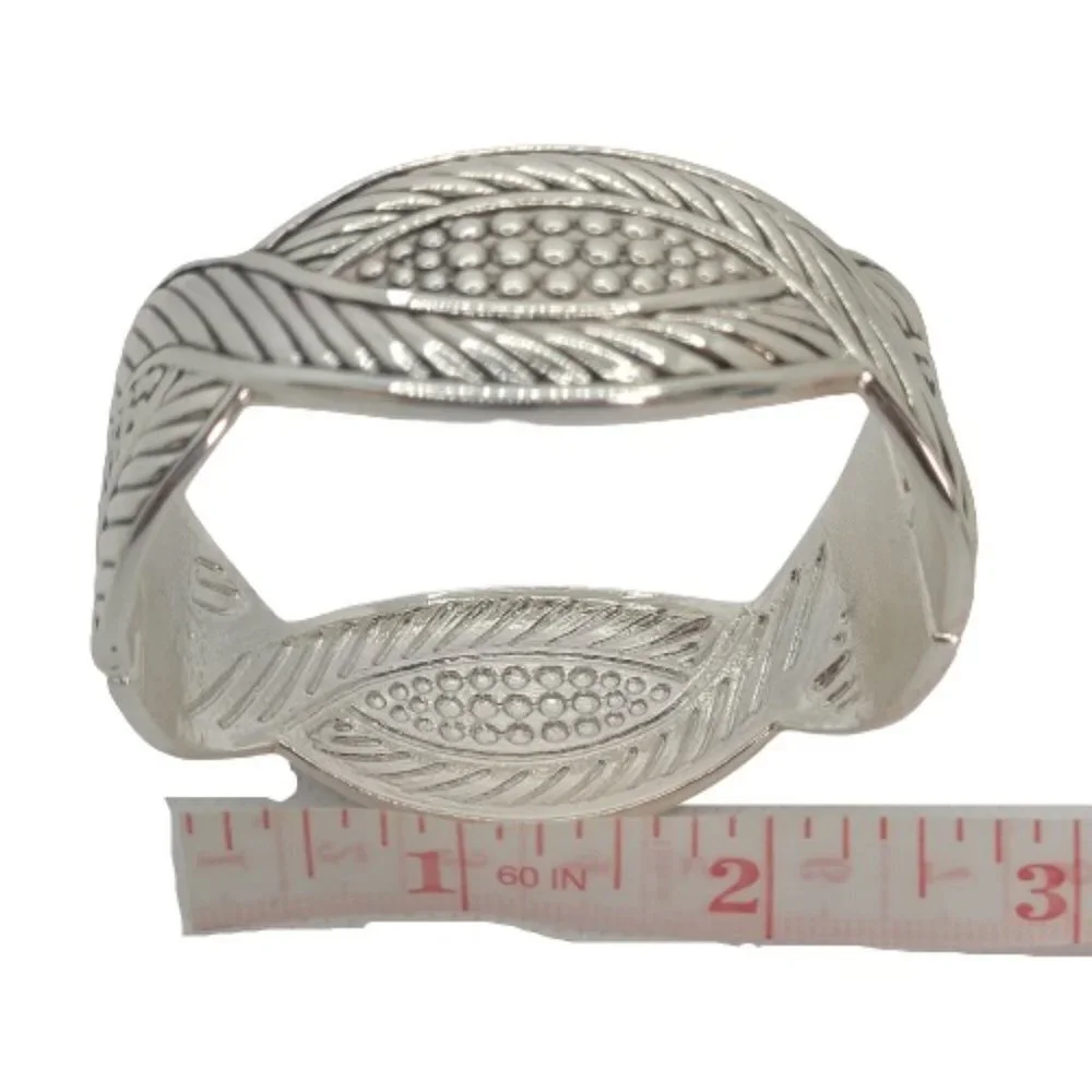 High Polished Silver Color Metal Cuff Bangle Bracelet, #2